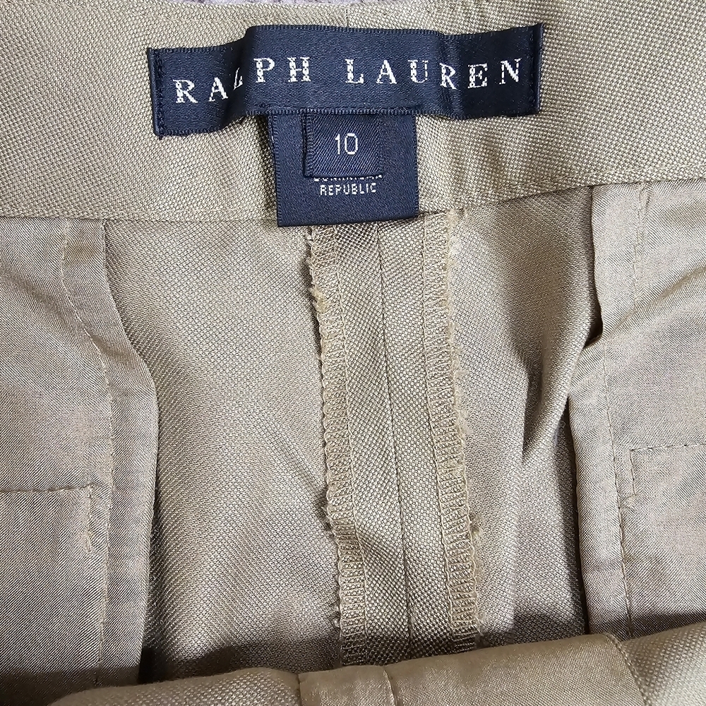 Ralph Lauren Black Label silk tailored bermuda shorts dark tan Size 10 - Picture 3 of 4